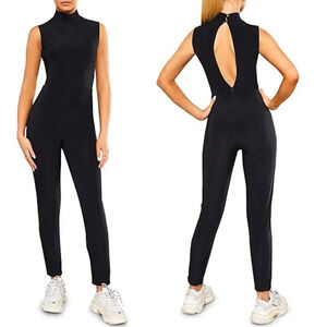 NWT Club L High Neck Sleeveless Jumpsuit, in Black size 2